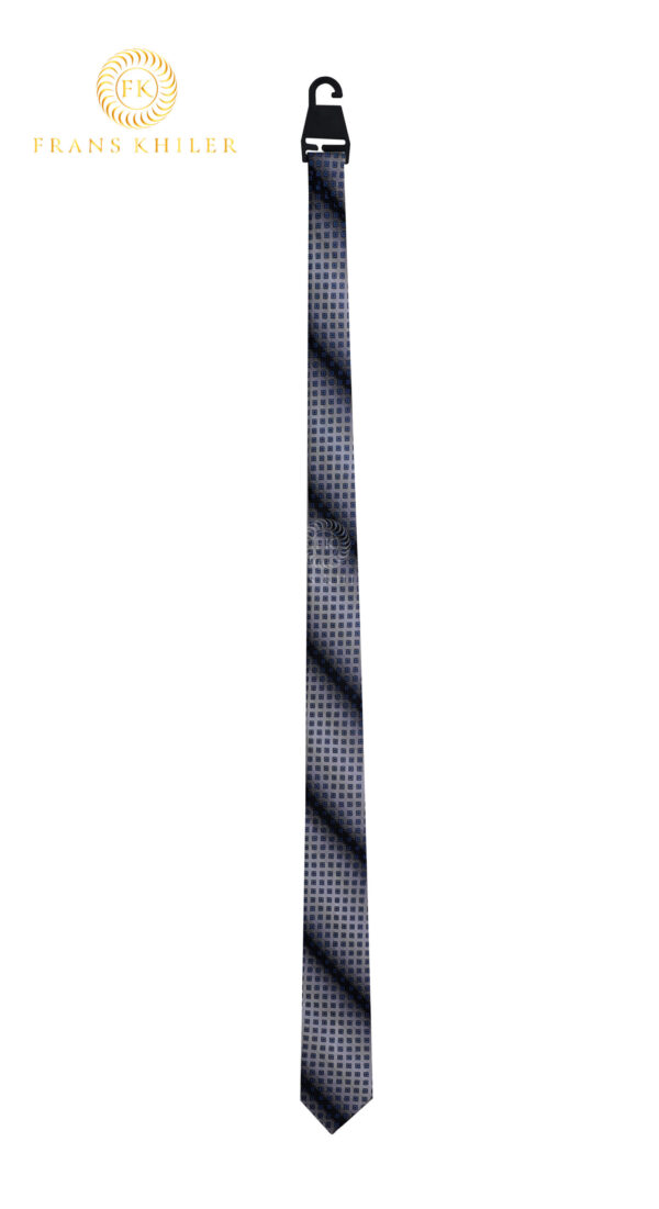 Corbata gris con cuadrados azules - Imagen 2